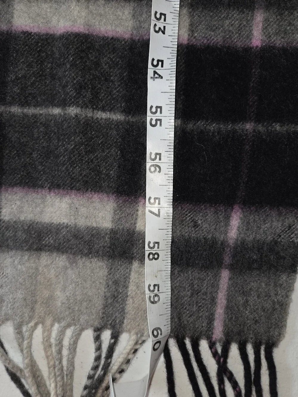 Amicale 100% Cashmere Plaid Scarf Gray Black Pink Luxury Vintage